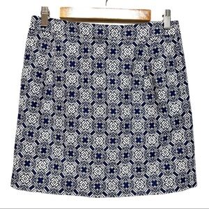 J.Crew Factory Women's Geometric Print Skirt NavyWhite Career Skirt Above Size 4